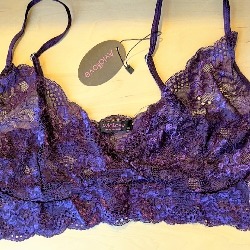 NWT Purple Lace Unlined Bra